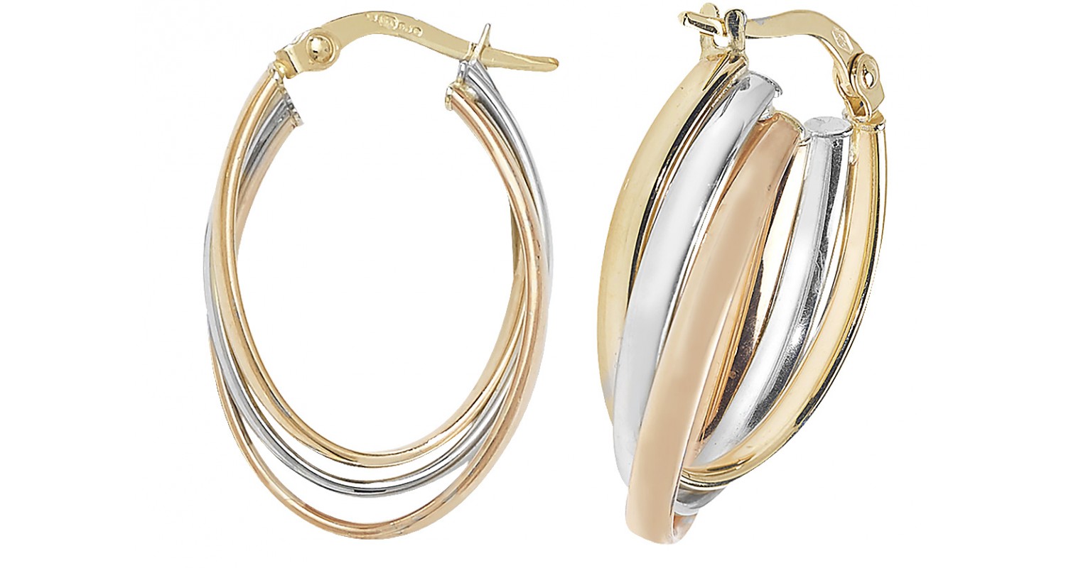 Three colour clearance gold hoop earrings